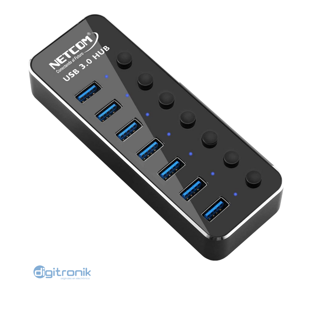 HUB USB 3.0 7 PUERTOS 2AMP NETCOM PEHB0099