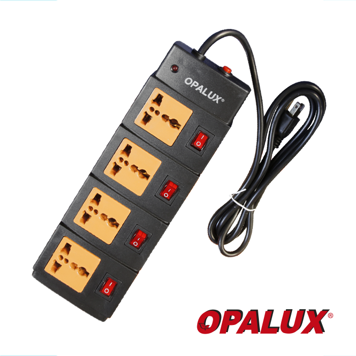 SUPRESOR DE PICO OPALUX 4 TOMAS MULTIPLES CON INTERRUPTORES 14-560BK