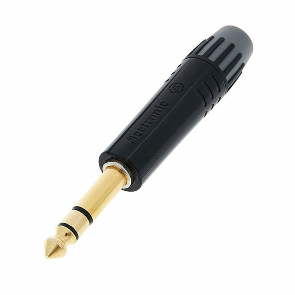 CONECTOR PLUG STEREO 6.3MM NEGRO DORADO SEETRONIC MP3X-BG