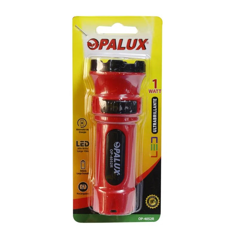 LINTERNA LED RECARGABLE 1W OPALUX LUZ BAJA Y ALTA OP-4052R