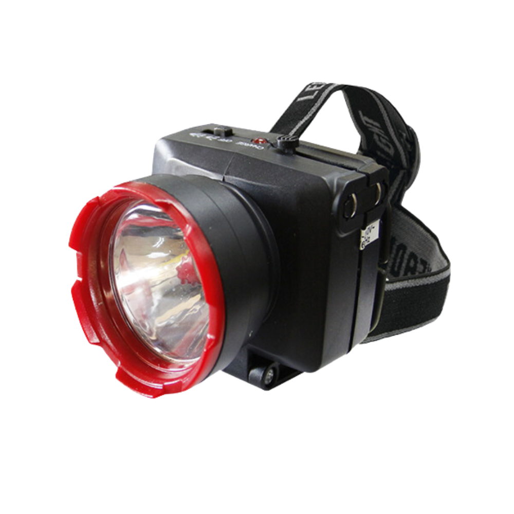 LINTERNA FRONTAL ROJA OPALUX 2W ALTA, BAJA RECARGABLE 220V OP-5012
