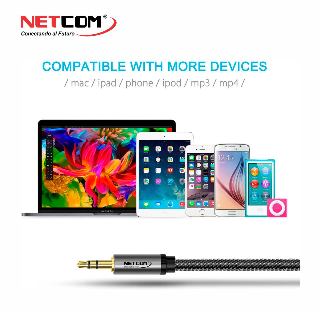 CABLE EXTENSION DE AUDIO 3.5MMM TRS DE 1.80 MTS DE 1.80 MTS NETCOM PE-RS0302