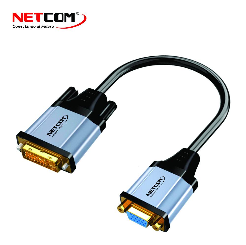 ADAPTADOR ACTIVO DVI-D 24+1 A VGA FULL HD 1080p - NETCOM PE-EL0316