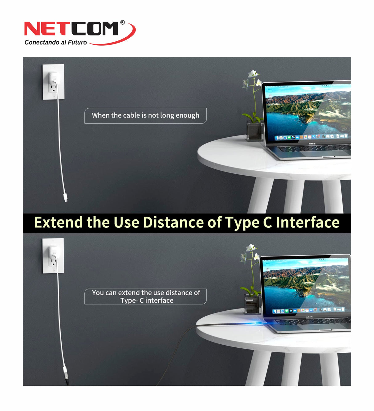 Cable Extensión USB-C 3.1 Gen 2 de 3 Metros PE-CA0113 NETCOM