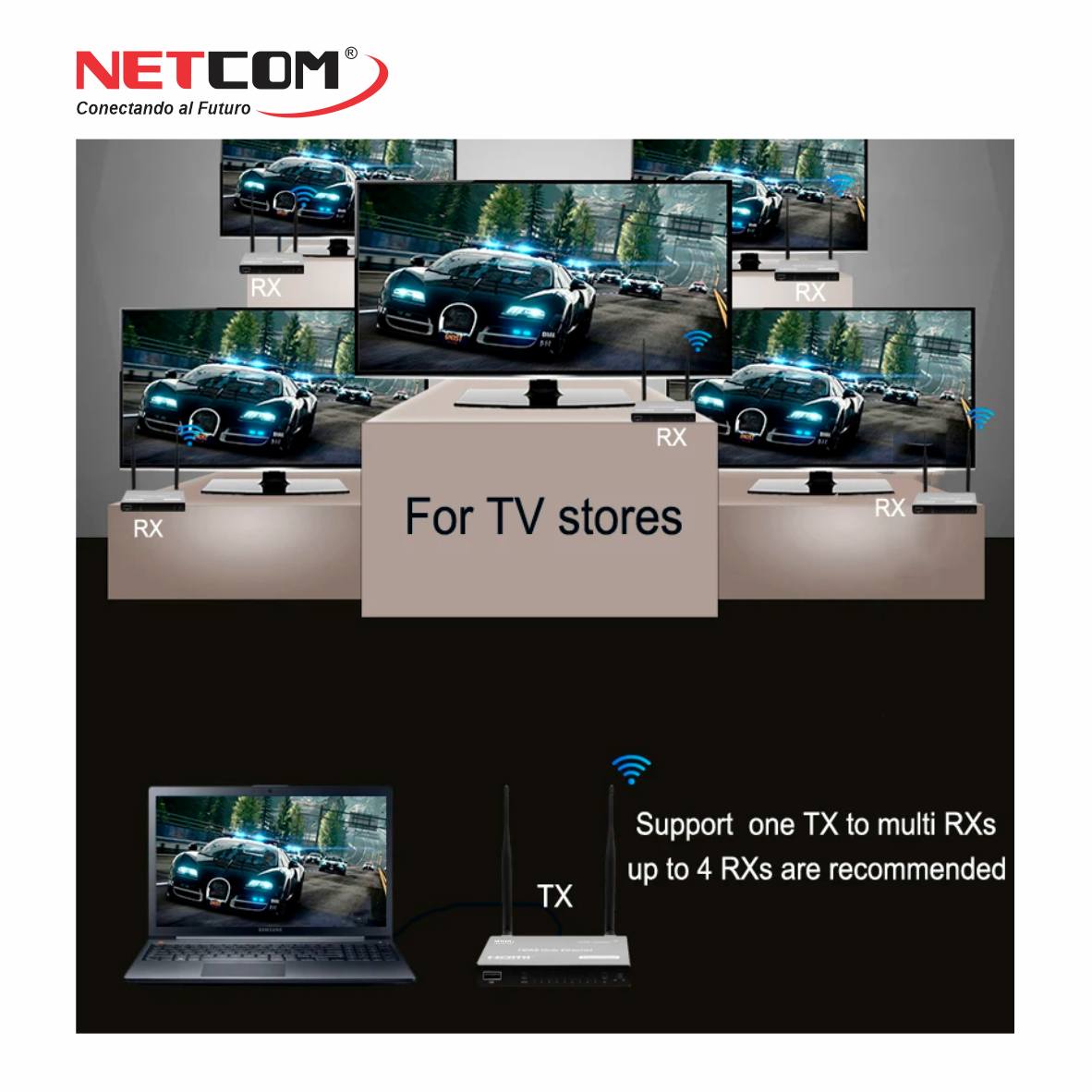 Extender KVM HDMI Inalámbrico de 200 Metros PE-EXI200 NETCOM