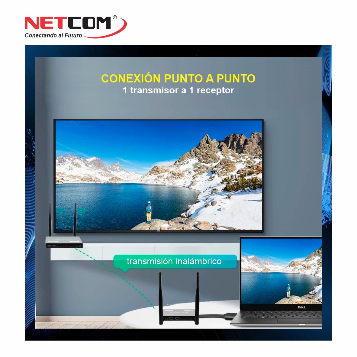 Extender KVM HDMI Inalámbrico de 200 Metros PE-EXI200 NETCOM