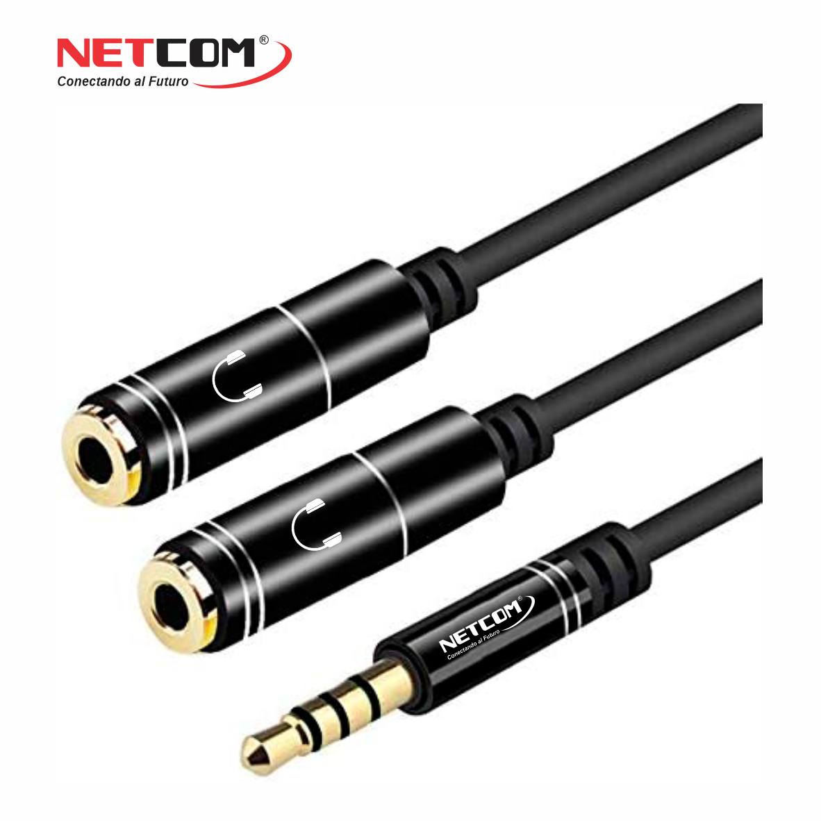 SPLITER PLUG 3.5MM TO 2 JACK 3.5MM HEMBRA NETCOM PE-RS0086