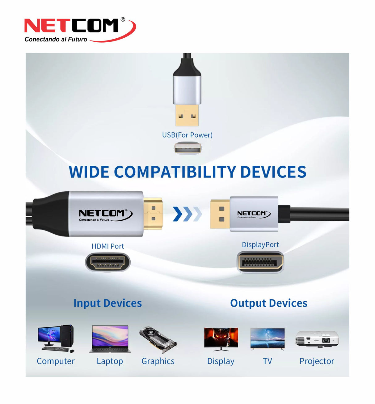 CABLE ADAPTADOR HDMI TO DP DE 1.80MTS NETCOM PE-DP0196