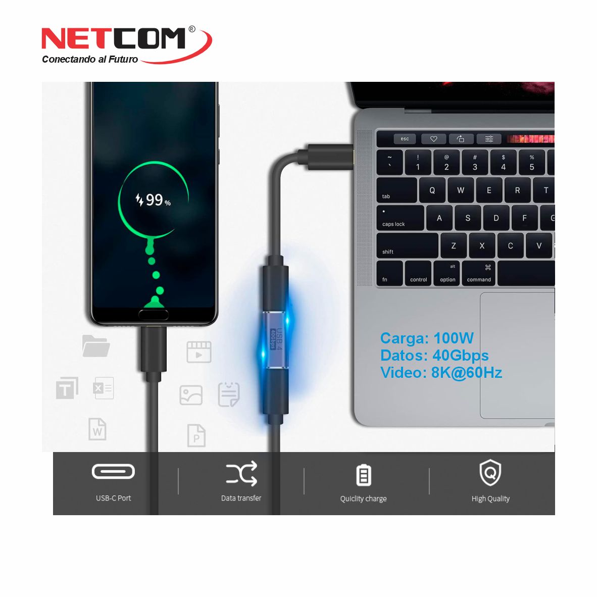 EMPALME USB-C V4 NETCOM PE-EC0040