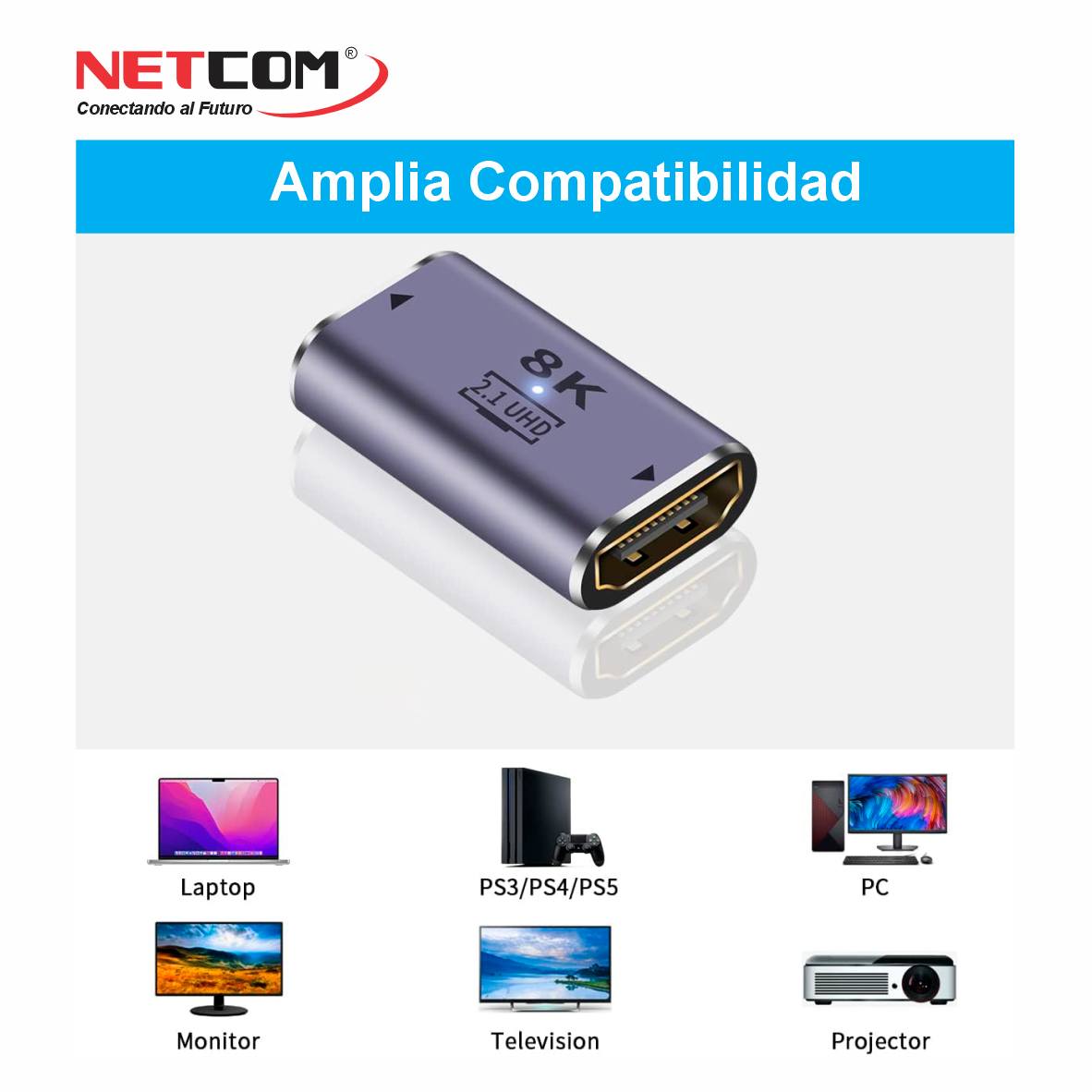 EMPALME HDMI V2.1 NETCOM PE-AD0213
