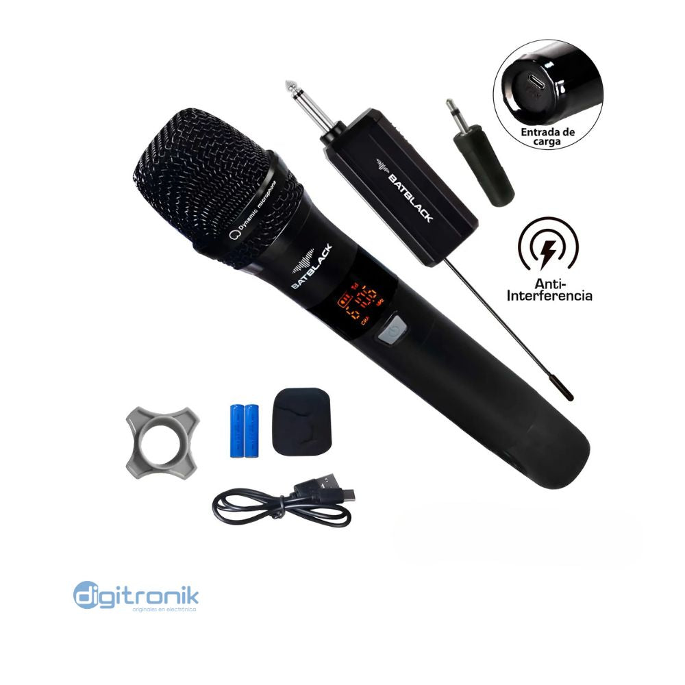 MICROFONO RECARGABLE INALAMBRICO BATBLACK UHF BT-LR51