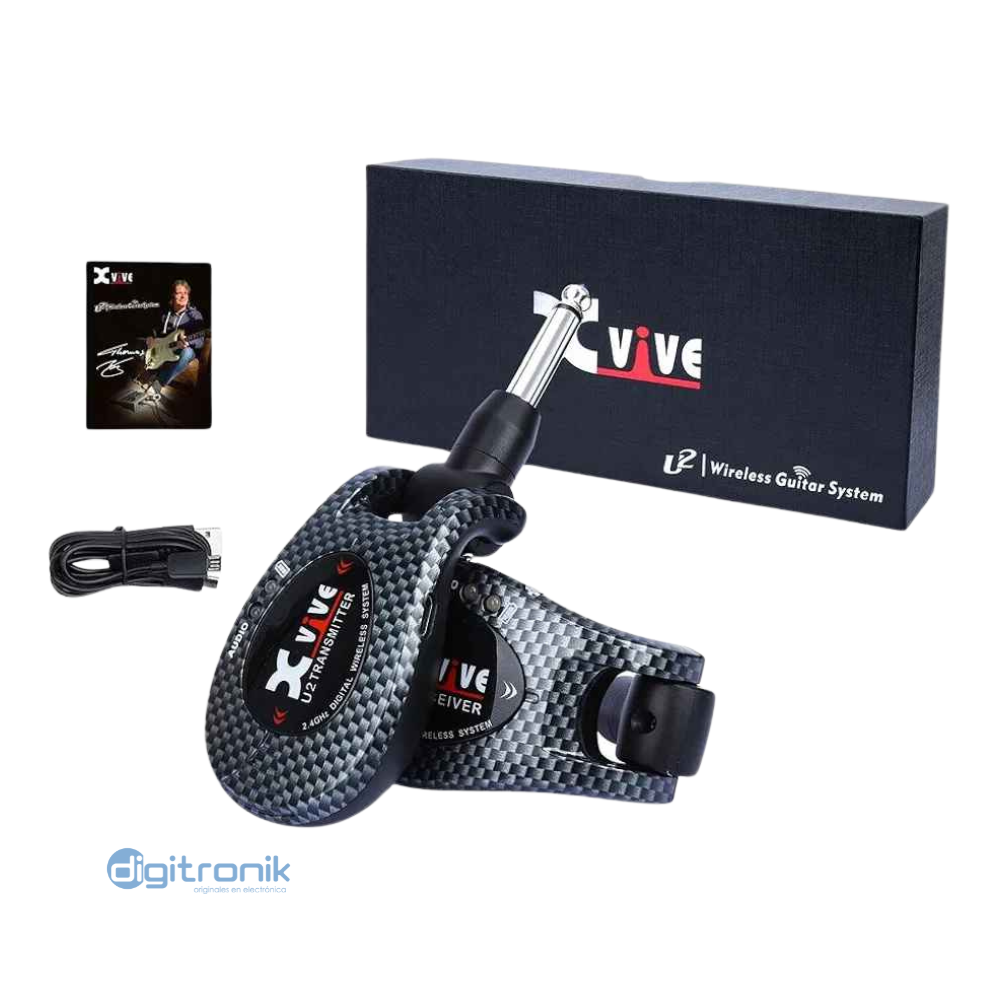 SISTEMA DE GUITARRA INALAMBRICO RECARGABLE DE 24GHZ XVIVE U2 CARBON