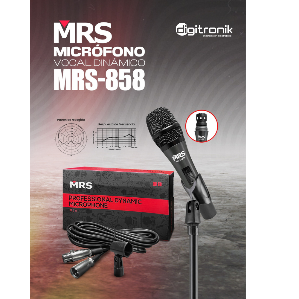 MICROFONO VOCAL DE MANO DINAMICO CARDIOIDE MRS-858