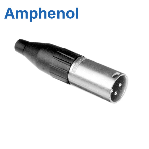 PLUG XLR 3 PINES NIKELADO TAPA NEGRA AMPHENOL AC3MM