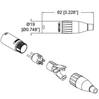 PLUG XLR 3 PINES NIKELADO TAPA NEGRA AMPHENOL AC3MM
