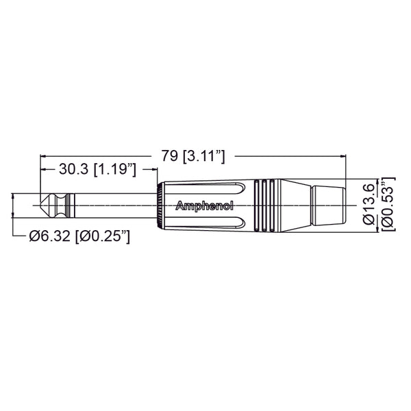 PLUG MONO 1/4 SATINADO STANDARD ACPM-GN AMPHENOL