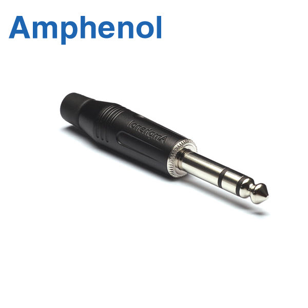 PLUG STEREO 1/4" NEGRO STANDAR NIQUEL ACPS-GB AMPHENOL