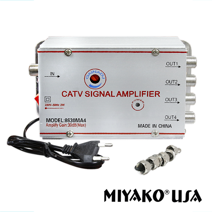 AMPLIFICADOR DE SEÑAL 4 VIAS 30 DB 220V 50 HZ MIYACO AS-4V
