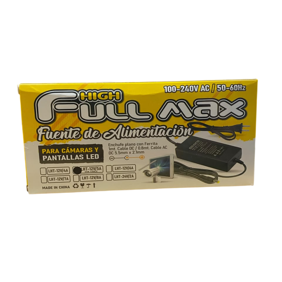 FUENTE 12V 5A FULL MAX 5.5/2.1MM ZZ-LTH-12V5A