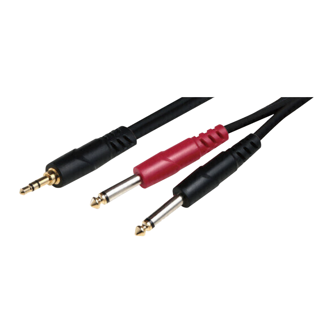 CABLE 1 PLUG STEREO 3.5MM A 2 PLUG MONO 6.3 2M-RED BJJ228/2M SOUNDKING