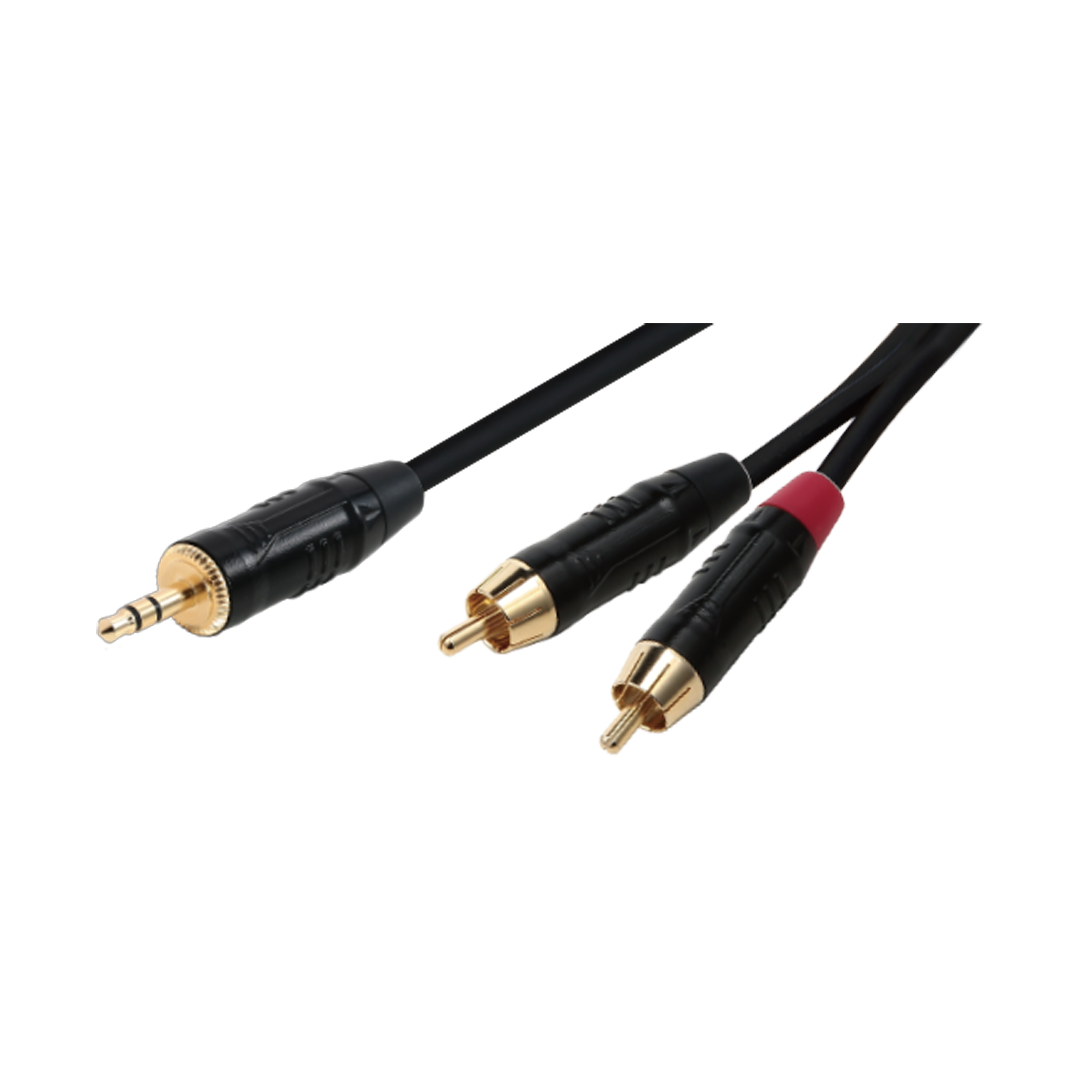 CABLE 1 PLUG STEREO 3.5MM X 2 PLUG RCA 2M-BLACK BJJ323/2M SOUNDKING