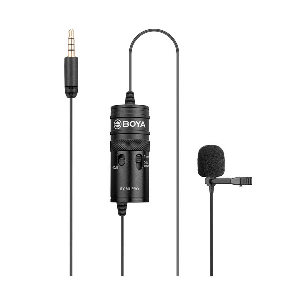 BOYA BY-M1 Pro Omni Lavalier Mic con Atenuación de Sonido para Teléfonos Inteligentes y Cámaras