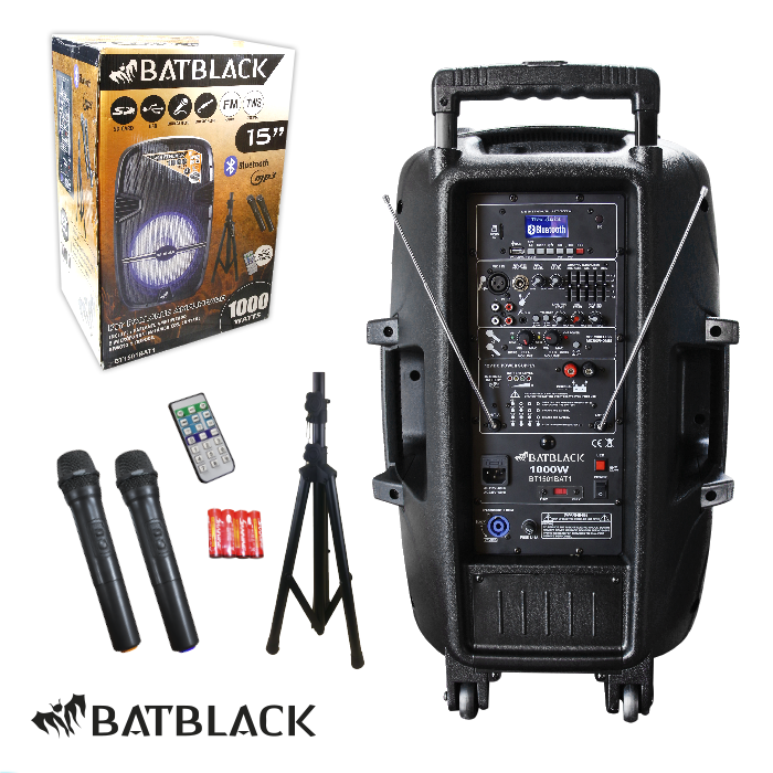 Parlante amplificado 15" 1000W BATBLACK BT-1501BAT1