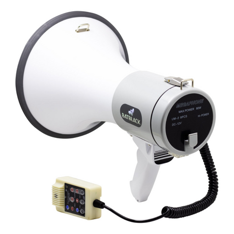 MEGAFONO 80W RECARGABLE BATBLACK CON SIRENA, USB, BLUETOOTH BT-80BP-USB-BT