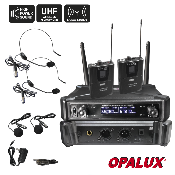 MICROFONO INALAMBRICO BATBLACK UHF 2 VINCHAS 2 SOLAPEROS BT-M43BP