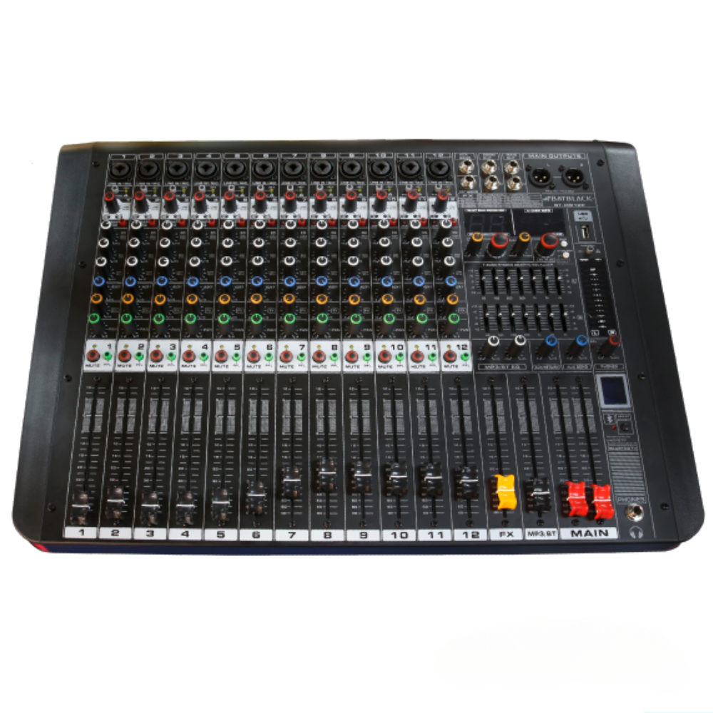 CONSOLA AMPLIFICADA 12 CANALES BATBLACK 1200W C/USB/MP3/BT BT-MB12P