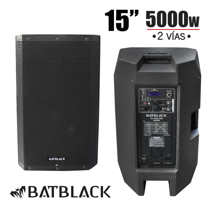 Parlante amplificado 15” 5000W BATBLACK BT-PRO1590