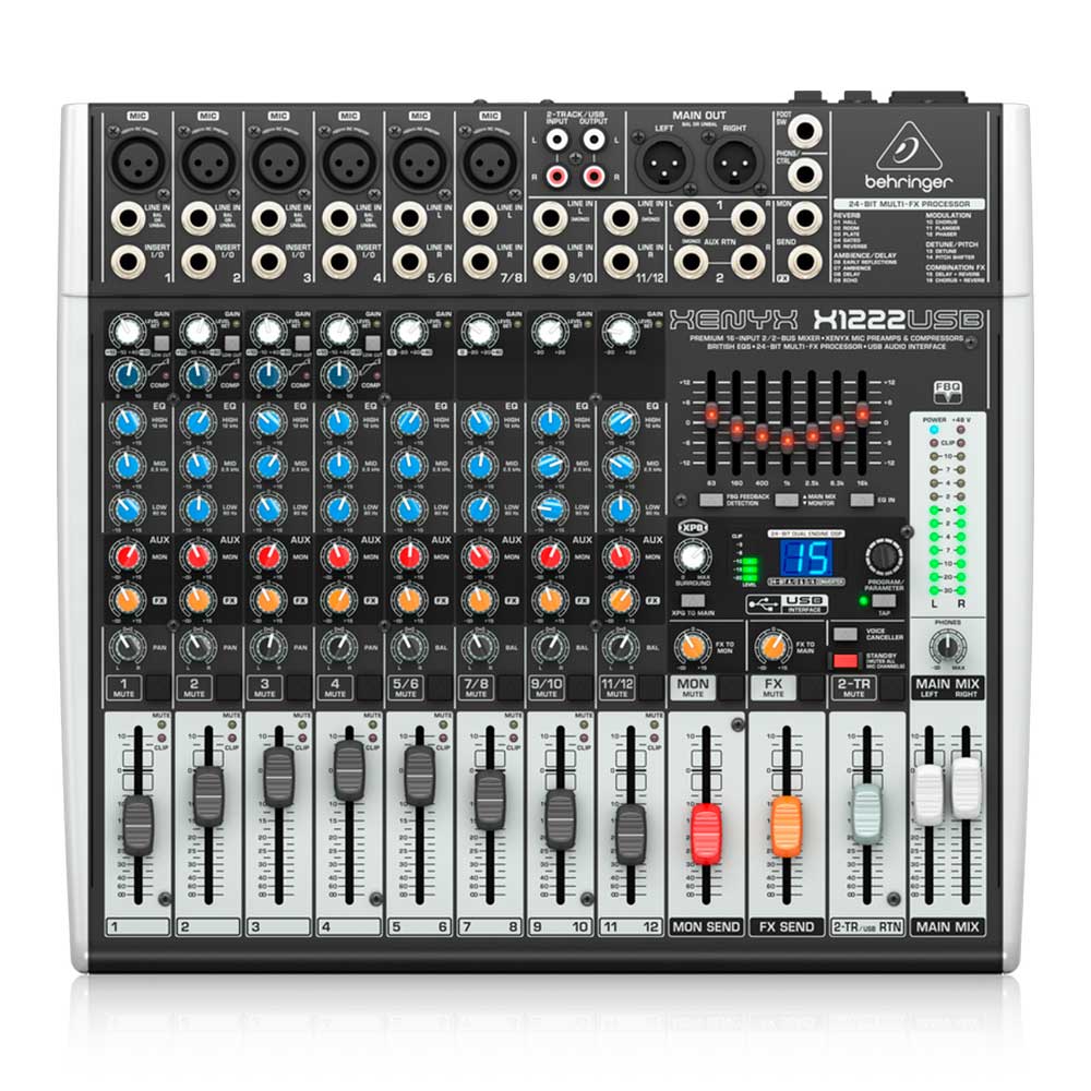 MEZCLADORA DE 12 CANALES CON EFECTOS,ECUALIZADOR Y USB BEHRINGER X-1222USB