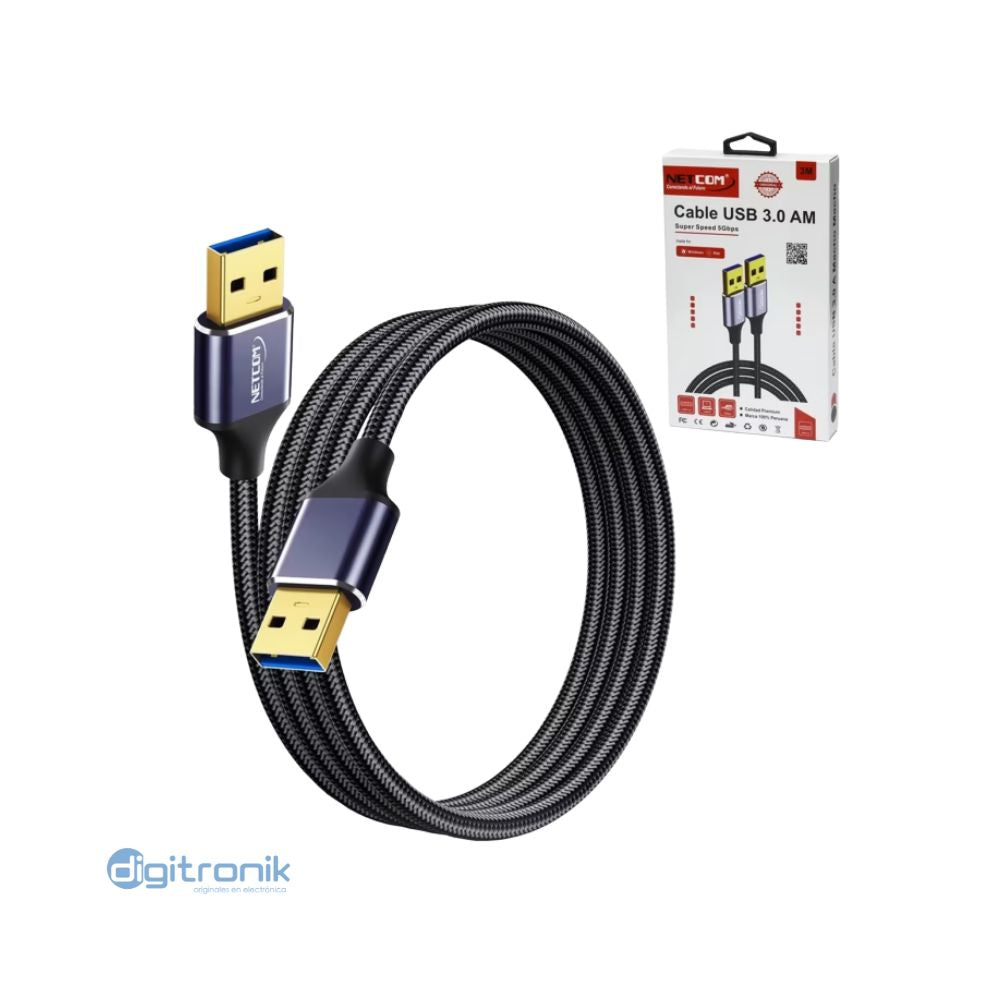 CABLE USB AM TO AM V3.0 DE 3MTS NETCOM PE-AM0303