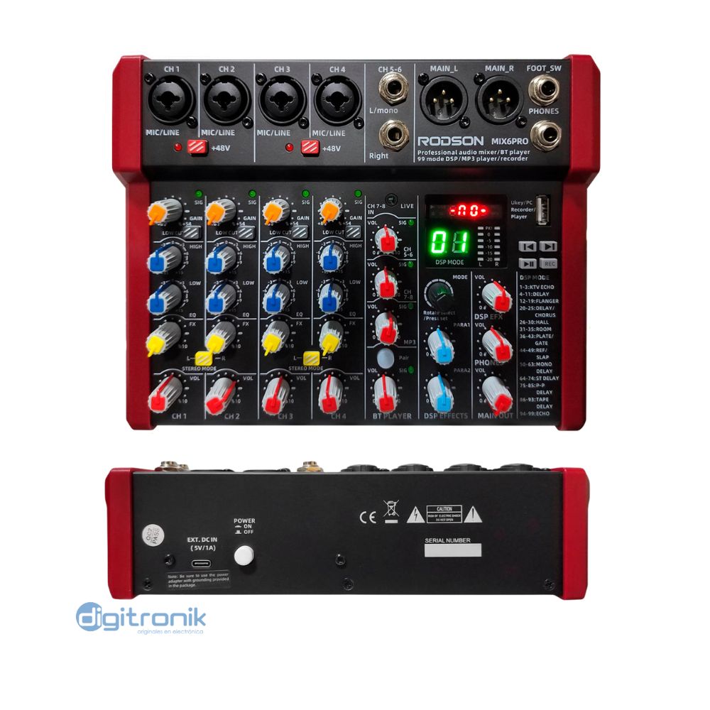 MEZCLADORA DE SONIDO RODSON MIX6PRO