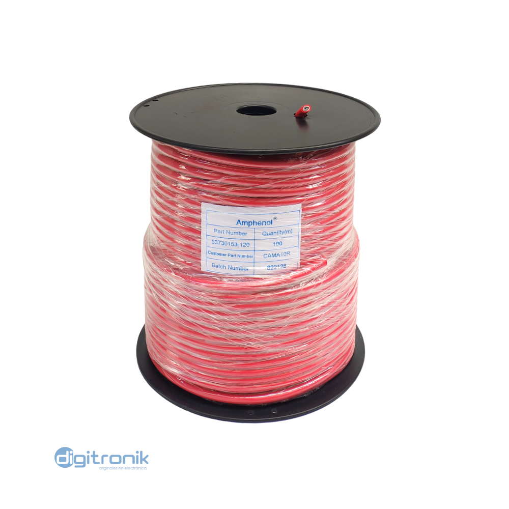 CABLE ESTEREO PARA MICROFONO STUDIO AMPHENOL ROJO CAMA10R X100MTS