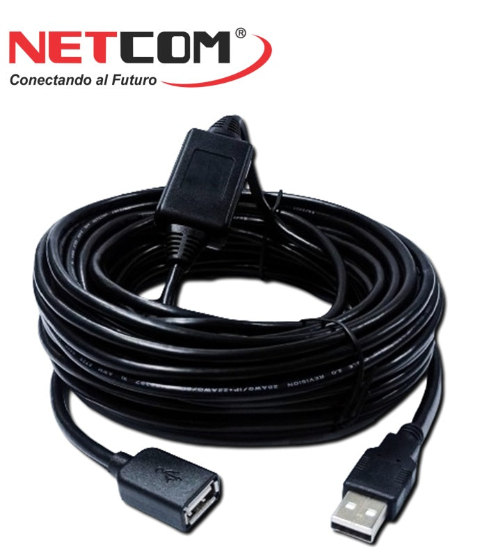 CABLE EXTENSION USB AMPLIFICADA 2.0 15MTS NETCOM PE-UA0315