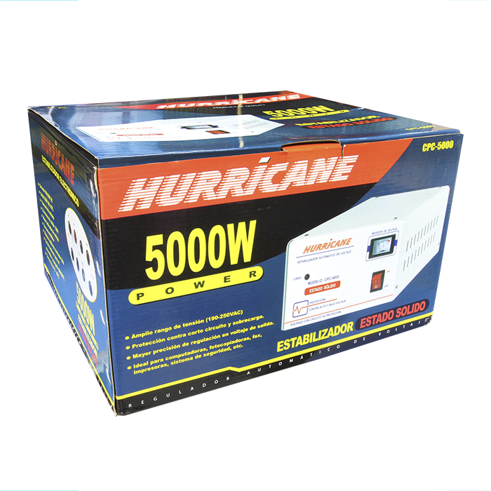 ESTABILIZADOR "HURRICANE" SOLIDO 5000W F-30A 3 CPC-5000