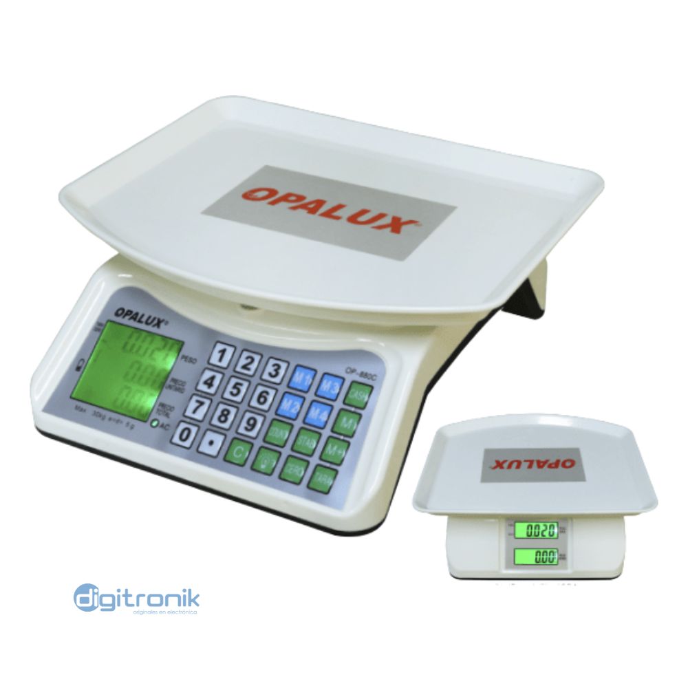 BALANZA DIGITAL40KG BAT-4V4AH, 4 MEMORIAS OPALUX OP-880C