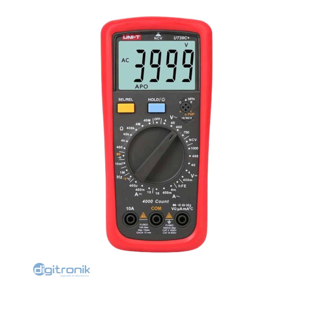 MULTIMETRO DIGITAL C/TEMPERATURA-NCV UNI-T UT-39C+