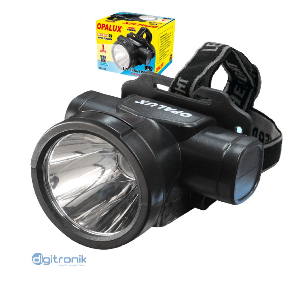 LINTERNA FRONTAL RECARGABLE OPALUX 3W 120LM 220-240V 60HZ OP-L5336