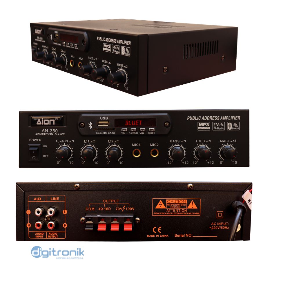 AION AMPLIFICADOR 220/12V USB,MP3 AN 350