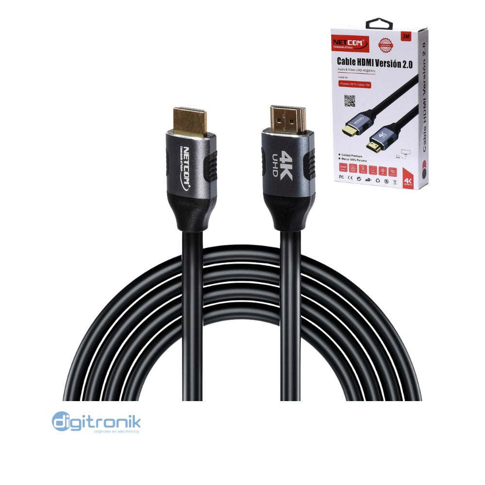 CABLE HDMI V2.0 DE 3 MTS NETCOM PE-HD0103