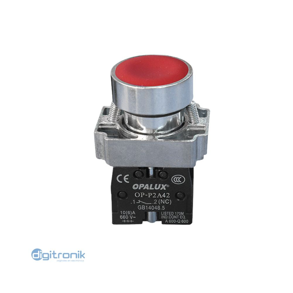 PULSADOR ROJO N/A 10 (6)A 600V OP-P2A42