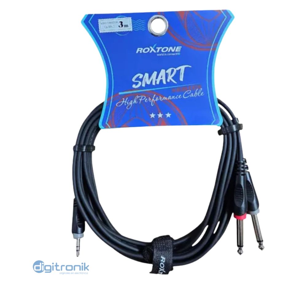 CABLE MINIPLUG ÉSTEREO 3.5MM A 2 PLUG 6.3MM 3M ROXTONE SAYC130L3