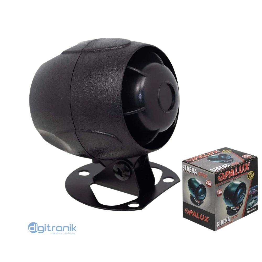 SIRENA NEGRA 45W 12V 6 TONOS OPALUX PG-9903