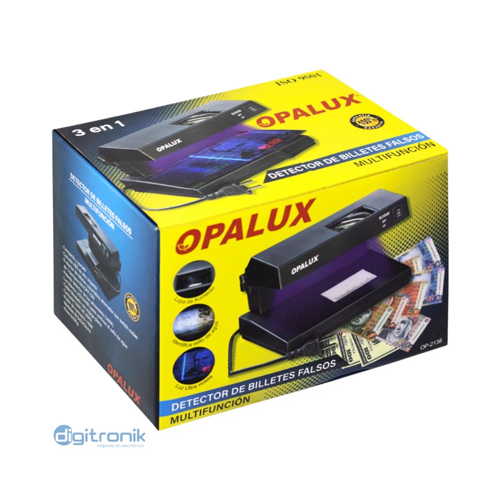 DETECTOR DE BILLETE FALSO PVC LUZ UV 9W OPALUX OP-2138