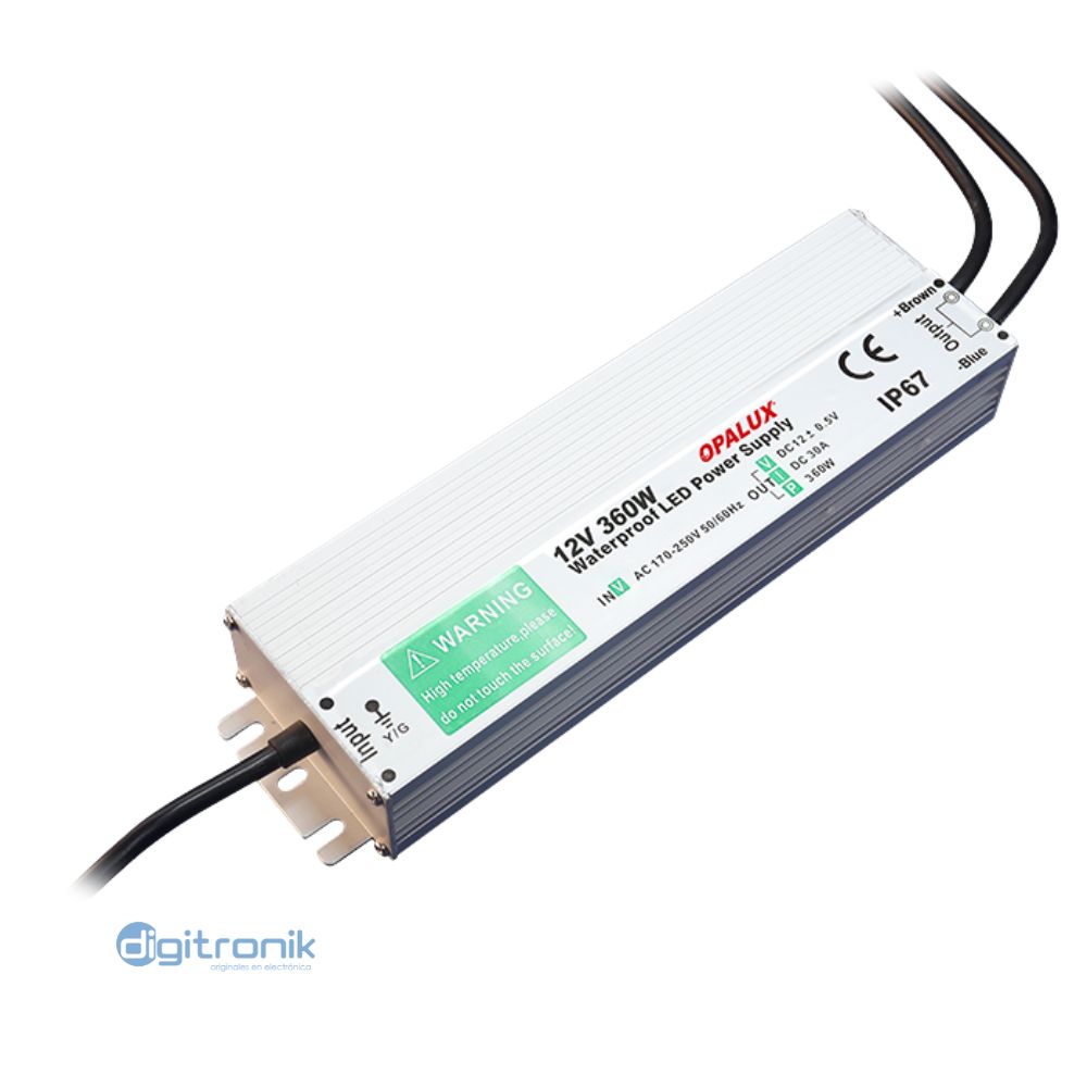FUENTE DE PODER 360W 12V 30A IP67 OPALUX OP-F12V30A-IP67