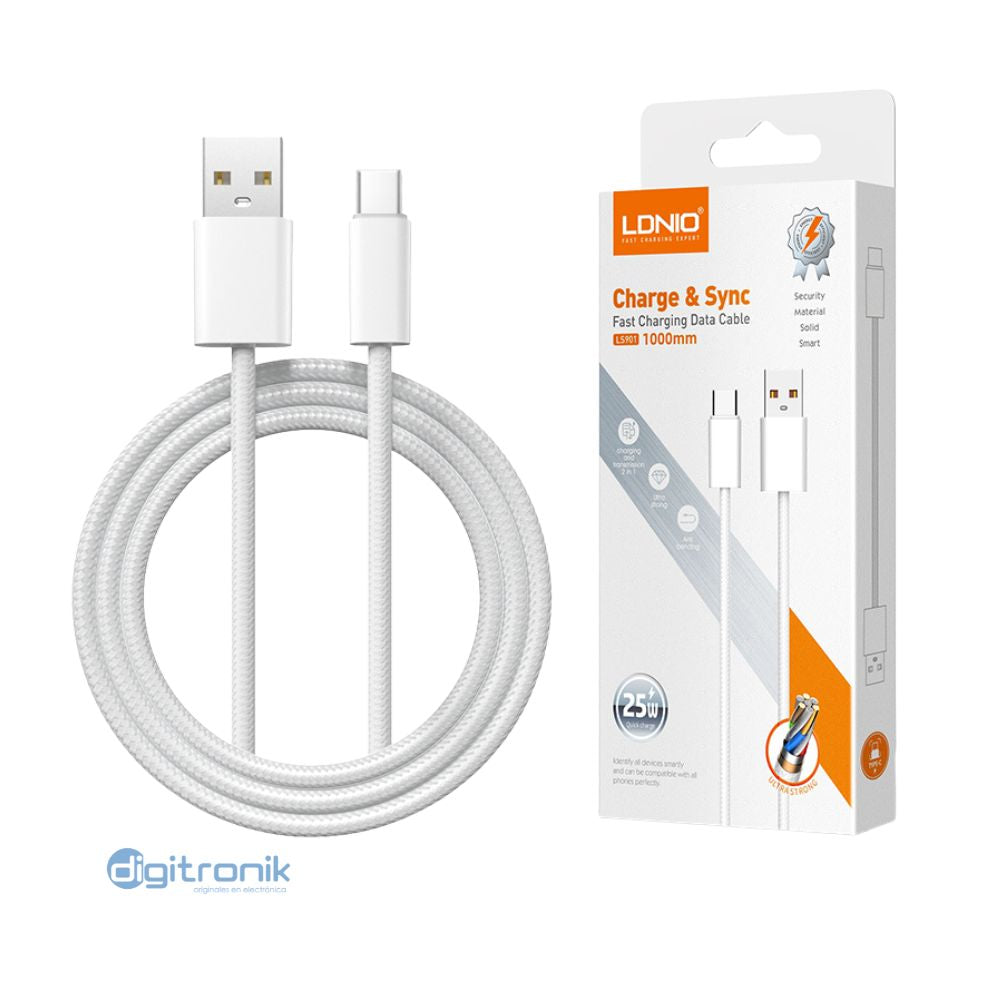 CABLE DE CARGA RAPIDA Y DATOS 25W LDNIO LS901