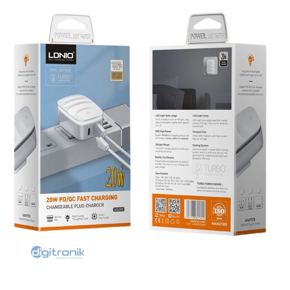 CARGADOR LDNIO LED 20W A2425C