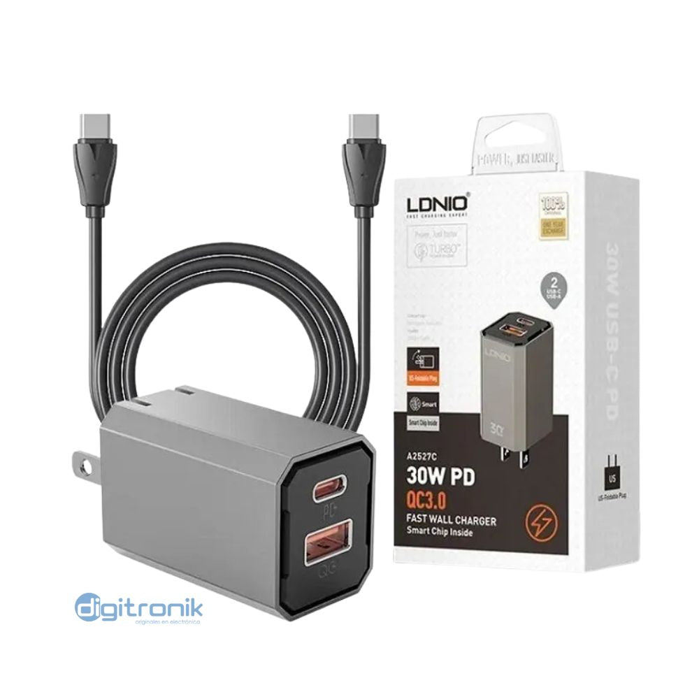 CARGADOR RAPIDO 30W TIPO-C LDNIO A2527C